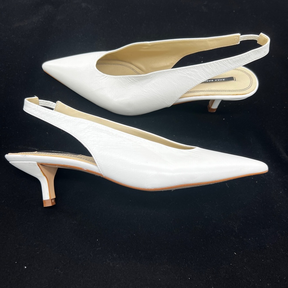 Zara Elegant White Slingback Heels